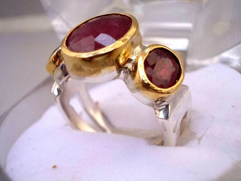 Anel masculino de rubi prata esterlina 925 Yaqoot feito à mão tamanho 9 pedra genuína - Imagem 3 de 4