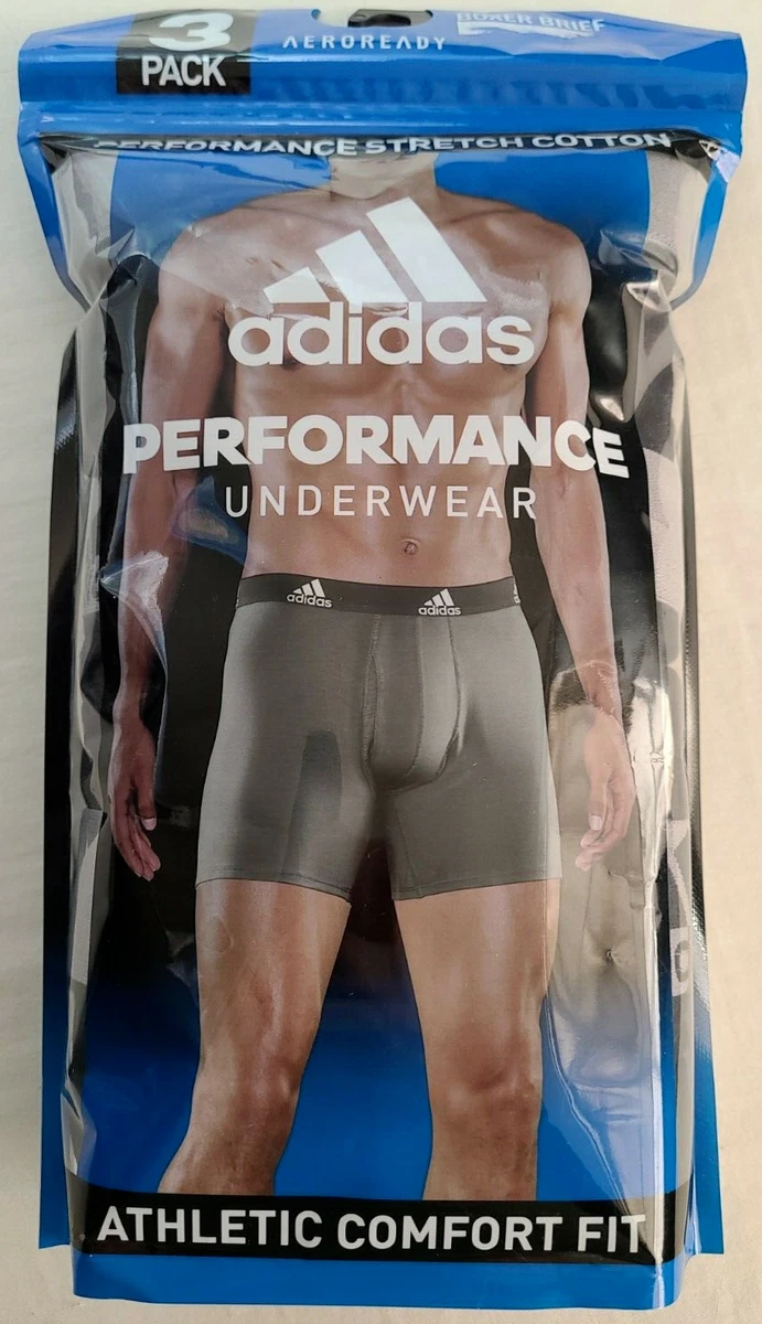 Adidas Men's Boxer Briefs 3 Pack Large 36-38 Black Performance Underwear  MSRP$30