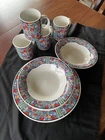Vintage 1996 Gibson Coca Cola Mosaic Pattern Dishes Set of Four Place Settings