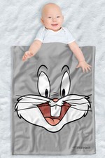 Looney Tunes Soft Fleece Baby Blanket, Cozy Crib Throw 30"x40" Bugs Bunny Face