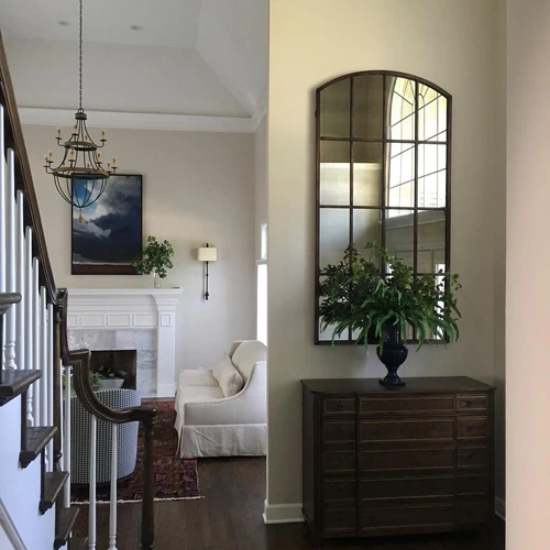 Amiel Antiqued Window Pane Arch Mirror Aged Metal Floor Leaning~ Uttermost 13464 - Picture 6 of 14