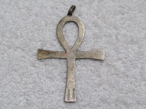 Vintage Ankh Ägyptisches Kreuz Mexiko Alpaka - 63 mm x 44 mm & 5,4 Gramm