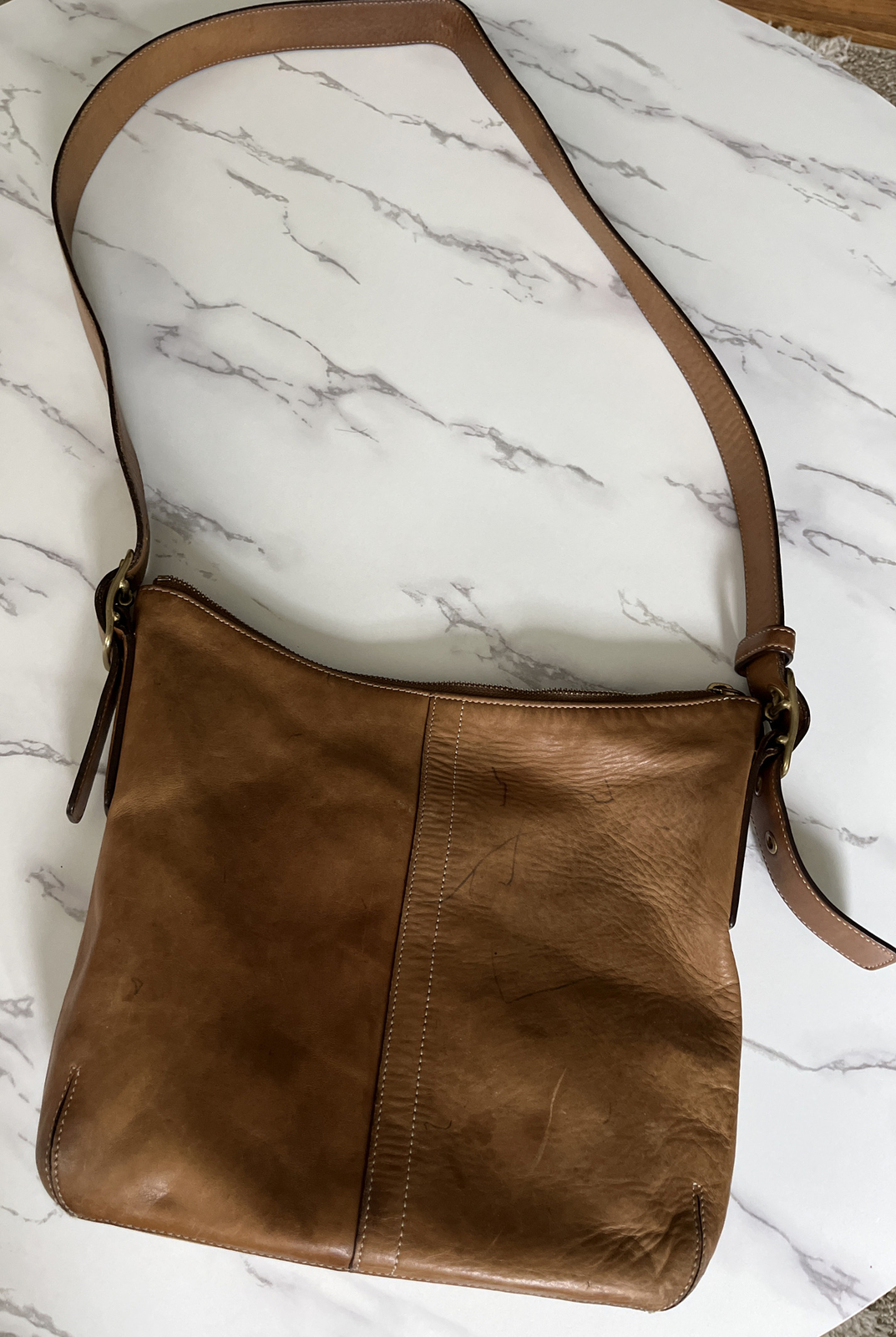 COACH Handbag Leather Slim Duffle Crossbody Bag in Ta… Gem