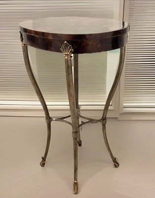 ETHAN ALLEN Regency Style Oval Faux Tessellated Horn Side Table 15 x 20 x 27.75 