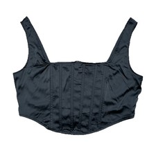 NWT Missguided Sleeveless Black Satin Corset Crop Top Size 12