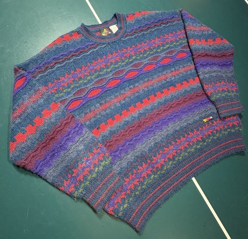 Vintage Rare Coogi Style Mohair Sweater Size Large Biggie Cosby Colorful Aztec - Picture 4 of 15