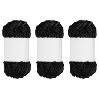 3 StüCk Samt Chenille Garn Dickes Flauschiges Klobiges Garn (Schwarz, 80M)