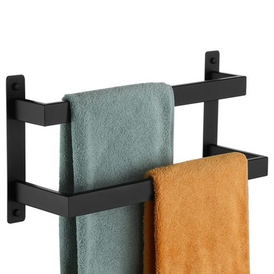 Towel Bars Black Bath Towel Holders 16 Inches Bathroom 2-Tiers Ladder Towel R...