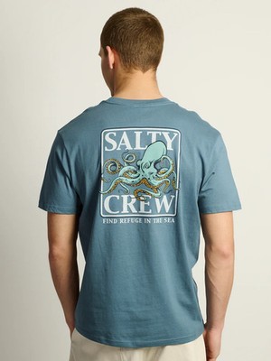 NEW Salty Crew Ink linger Men's Blue Graphic Print Crew Neck T Shirt Tee Top M