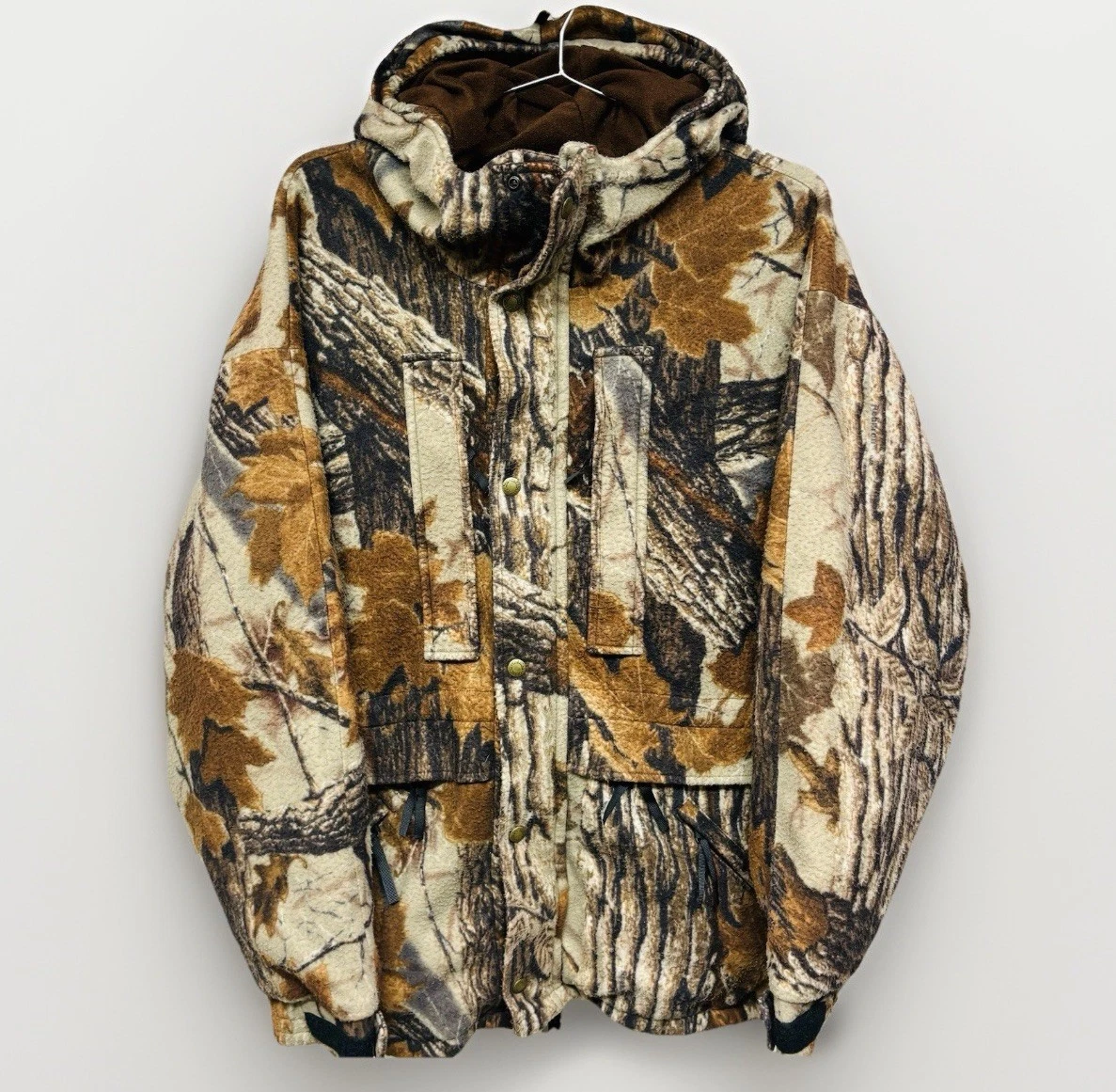 Cabelas Dry Plus Camo Hooded Lined Jacket Made In USA Deer Hunting Vintage 90s