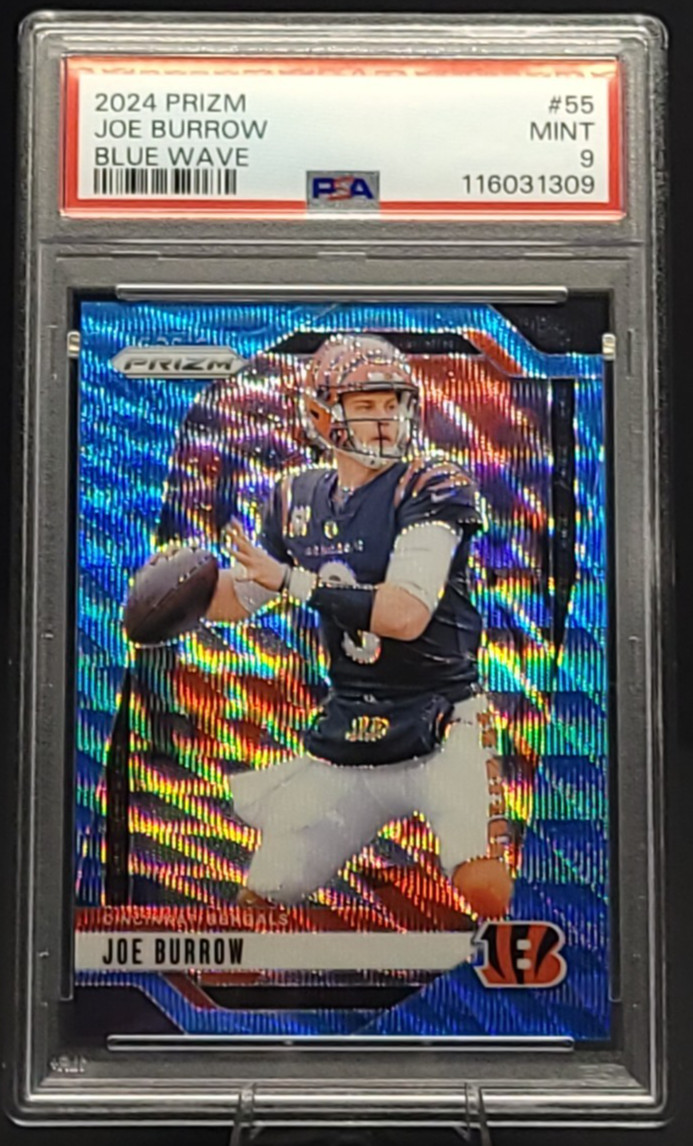 2024 Panini Prizm Joe Burrow Blue Wave 144/230 #55 PSA MINT 9