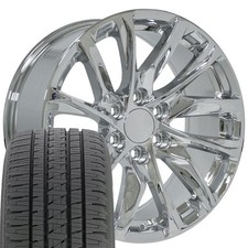20x9 Chrome 4875 Wheels Bridgestone Tires Set Fit Silverado Tahoe Suburban