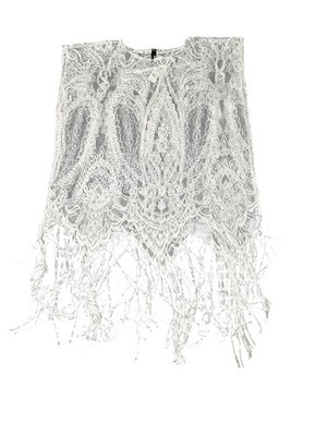 White Lace Pull Over Cover Up Top Fringe NWT Festival Bohemian Elegant Intricate