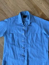 True Vintage Button Down Shirt / 1970  s / Sears Sz Large/ Baby Blue Super Soft