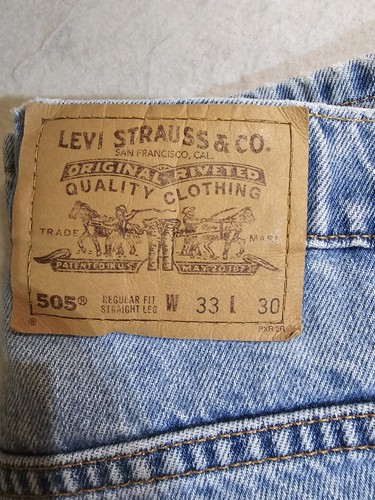 Pantalones de mezclilla vintage Levi 505 naranja con lengüeta calce regular pierna recta desgastados para hombre 33x30 - Imagen 3 de 12