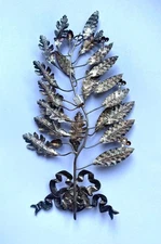 Antique French Silver 800 Decorative Oak Olive Leaves Branch Ribbon and Medal