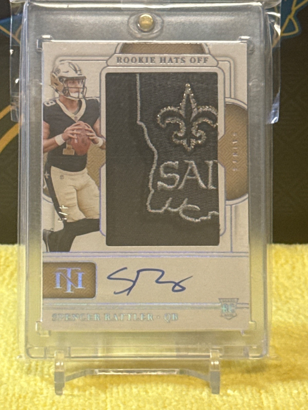 Spencer Rattler Panini National Treasures Rookie Hats Off Signatures #SRR Base
