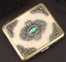 Vintage Bronze Pocket Cigarette Case – Double-Sided Wallet Storage Box NEW
