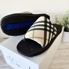 New Burberry Check Trek Fabric, Rubber sole slide sandals size 43, US 10