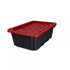 14 Gal. Tough Storage Tote In. Black with Red Lid
