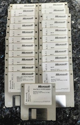**SUPER RARE** Vintage 1993 MS Windows NT v3.1 Disks 1-22 + CD-ROM Setup disk!!!