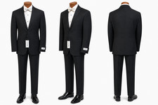 New Men's Black Calvin Klein Tuxedo with Flat Front Pants Two Button 39L 33W