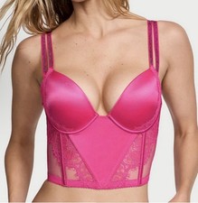 Victoria's Secret VS DOUBLE SHINE STRAP PUSH UP CORSET TOP 36B NWT PINK
