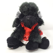 Webkinz Black Poodle Plush Animal w/ Red White Dot Satin Dress HM191 No Code