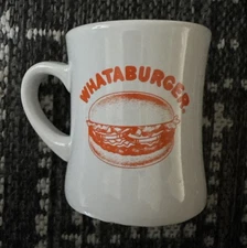 Whataburger Diner Style Restaurant Mug Cup White with Orange Lettering EUC