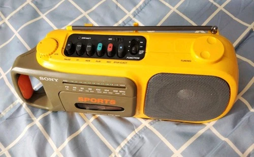 Vintage Sony Sports CFM-104 AM/FM Yellow Cassette Player Radio Read Description