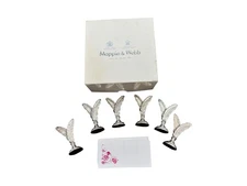 Vintage Mappin & Web Silverplate Feather Placecard Holders Set Of 6
