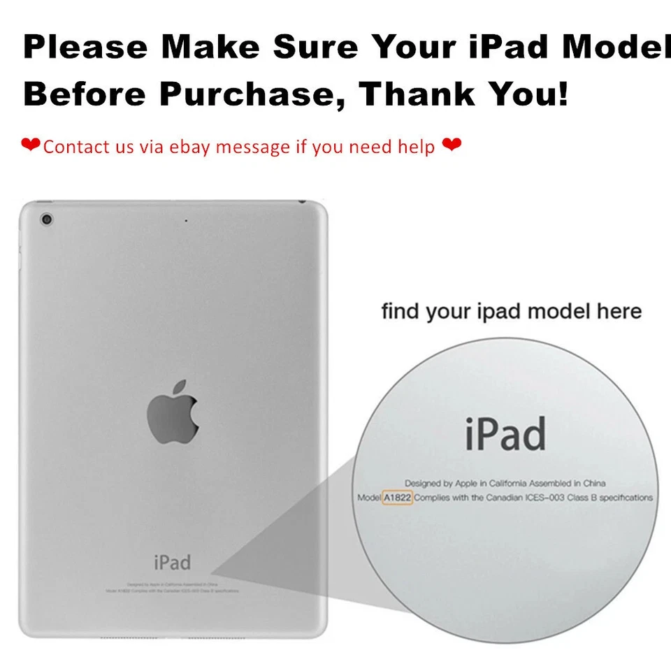 360 Rotating Leather Folio Case Cover Stand for iPad 2 3 4 Mini 4 5 Air 9.7 10.2 - Image 3 of 4