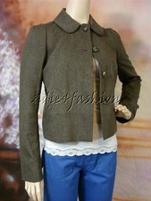 $2395 New Chloe Brown Gray Cropped Girly Silk Blend Cotton Silk Jacket 38 6