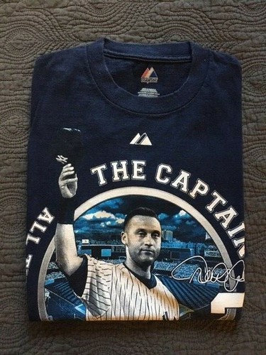 Derek Jeter The Captain All Time Yankees Hits Leader T-Shirt Small - Navy Blue - Picture 2 of 5
