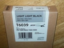 09-2023 GENUINE EPSON T6039 LIGHT LIGHT BLACK 220ml INK STYLUS PRO 7880 9880