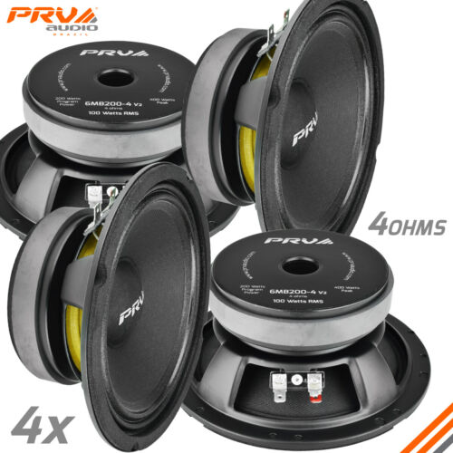 4x PRV Audio 6MB200-4 6.5" Car Speakers 4 Ohms 200 Watts LOUD PRO Audio Midbass - Picture 1 of 6
