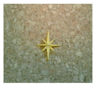 Christmas Nativity Star- Yellow Gold Embroidered Iron On Patch - SMALL 1 1/4"H