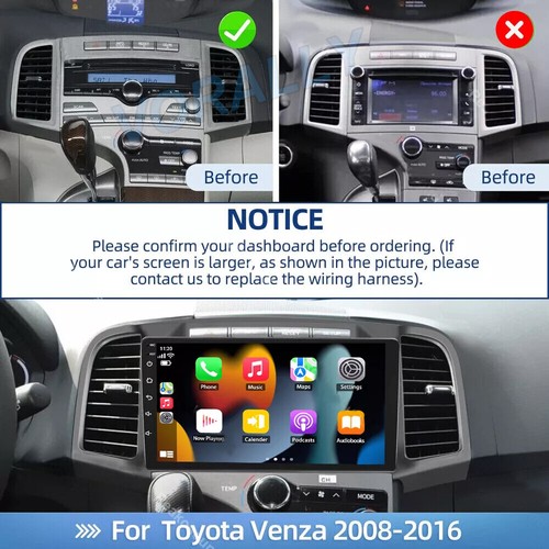 4+64G For 2008-2016 Toyota Venza 9" Android 13 Carplay Car Stereo Radio GPS Navi - Picture 3 of 22