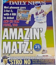 STEVEN MATZ AUTOGRAPHED 16x20 COLOR PHOTO (NEW YORK METS) - W/ COA!