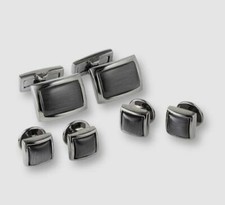  91 Ryan Seacrest Distinction Men's Black Cateye Cufflinks Tuxedo Buttons Set