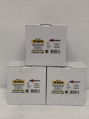 Lot Of (3) Spotnails 1810PG 1-1/4'' Leg Staples 7/32'' Crown 5000/Box
