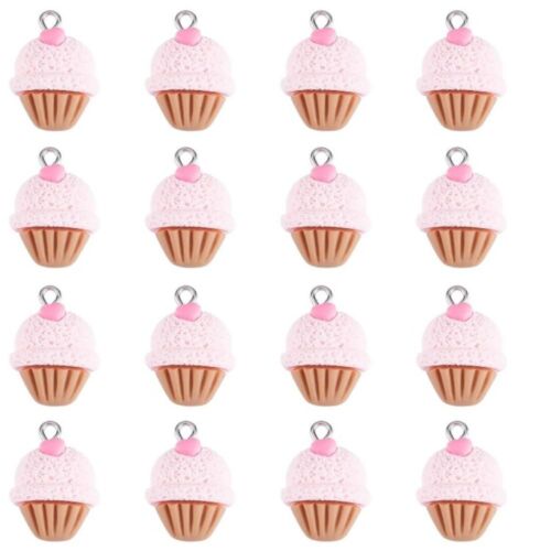30pcs Pink Cupcake Charms Resin Kawaii Sweet Food Charms  for DIY Accessories - Bild 1 von 12