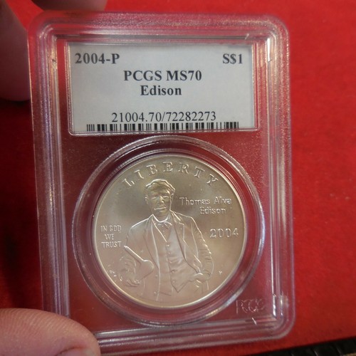 2004-P Thomas Edison Silver Dollar Commemorative PCGS MS-70 - Picture 3 of 5