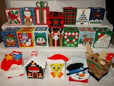 Handmade Plastic Canvas Tissue Boxes, Group 1     (Toppers / Covers)