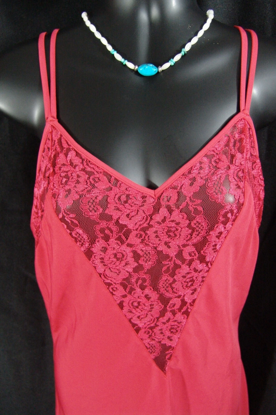 UNDERCOVER Abito Victoria's Secret slip M rosso pizzo floreale etichetta oro medio vintage anni 80