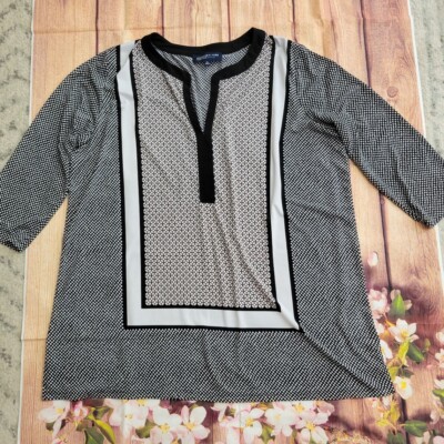 Jones New York Tunic Womens Geometric Contemporary Minimalist Blouse Sz 1X
