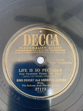 BING CROSBY/ANDREWS SISTERS High on the list/Life is so peculiar, 78,DECCA 27173