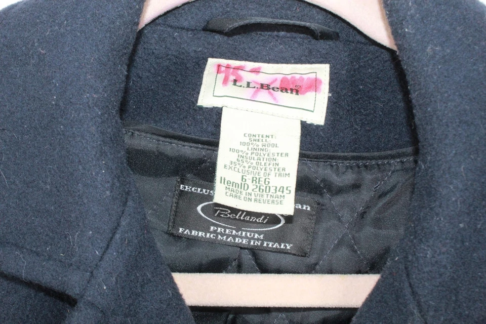 Chaquetón para mujer LL Bean Bellandi italiano 100 % lana de cordero aislante azul talla 6 Foto 4 de 4