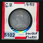 GREAT BRITAIN - 1887 SILVER  DOUBLE FLORIN - BOLD- #5102 - HIGH GRADE