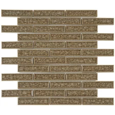 Gray Crackle Glas Mosaic Tile Brick Joint Pattern Kitchen Shower Wall Backsplash